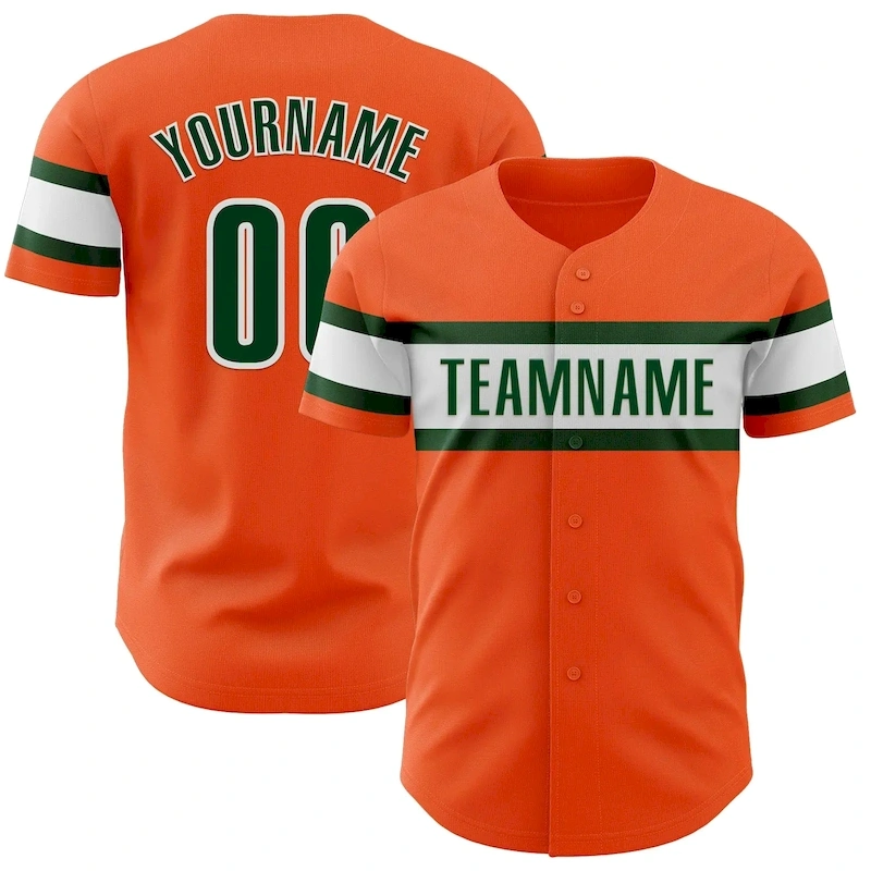 Orange0460.webp Custom Orange Green-White Authentic Baseball Jersey - Image 1