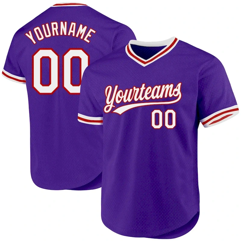 Purple0535.webp Custom Purple White-Red Authentic Throwback Baseball Jersey - Image 1