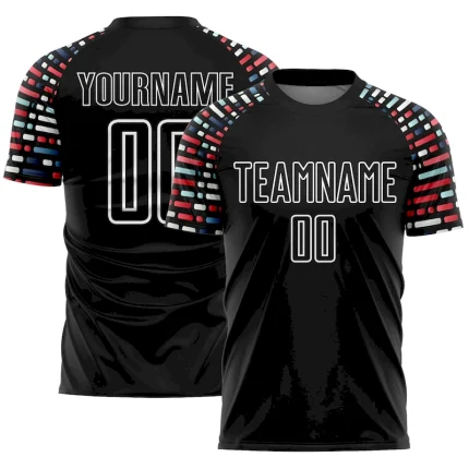 Custom Black White Geometric Shapes Sublimation Soccer Uniform Jersey