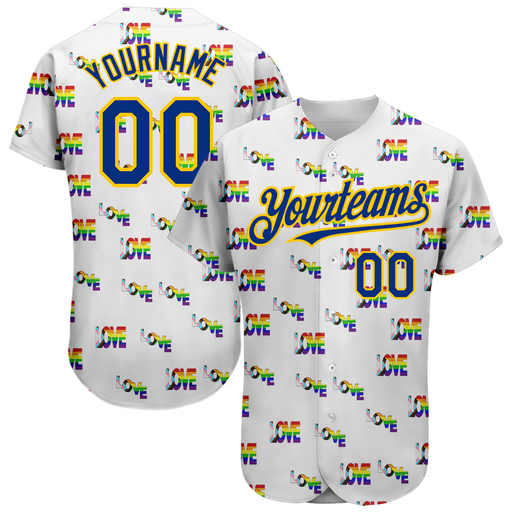 3DPattern1398_1500x.jpg Custom Rainbow For Pride Month Love Is Love LGBT 3D Authentic Baseball Jersey - Image 1