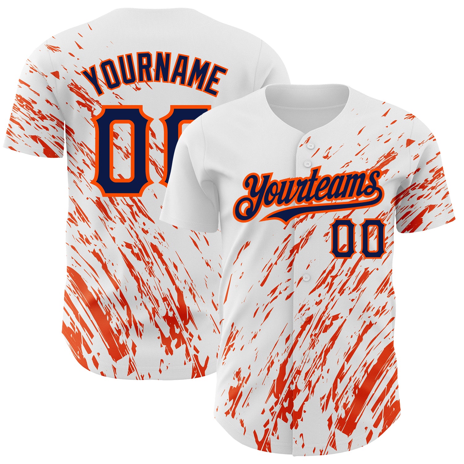 3DPattern2504_1500x.jpg Custom White Navy-Orange 3D Pattern Design Abstract Splash Authentic Baseball Jersey - Image 1