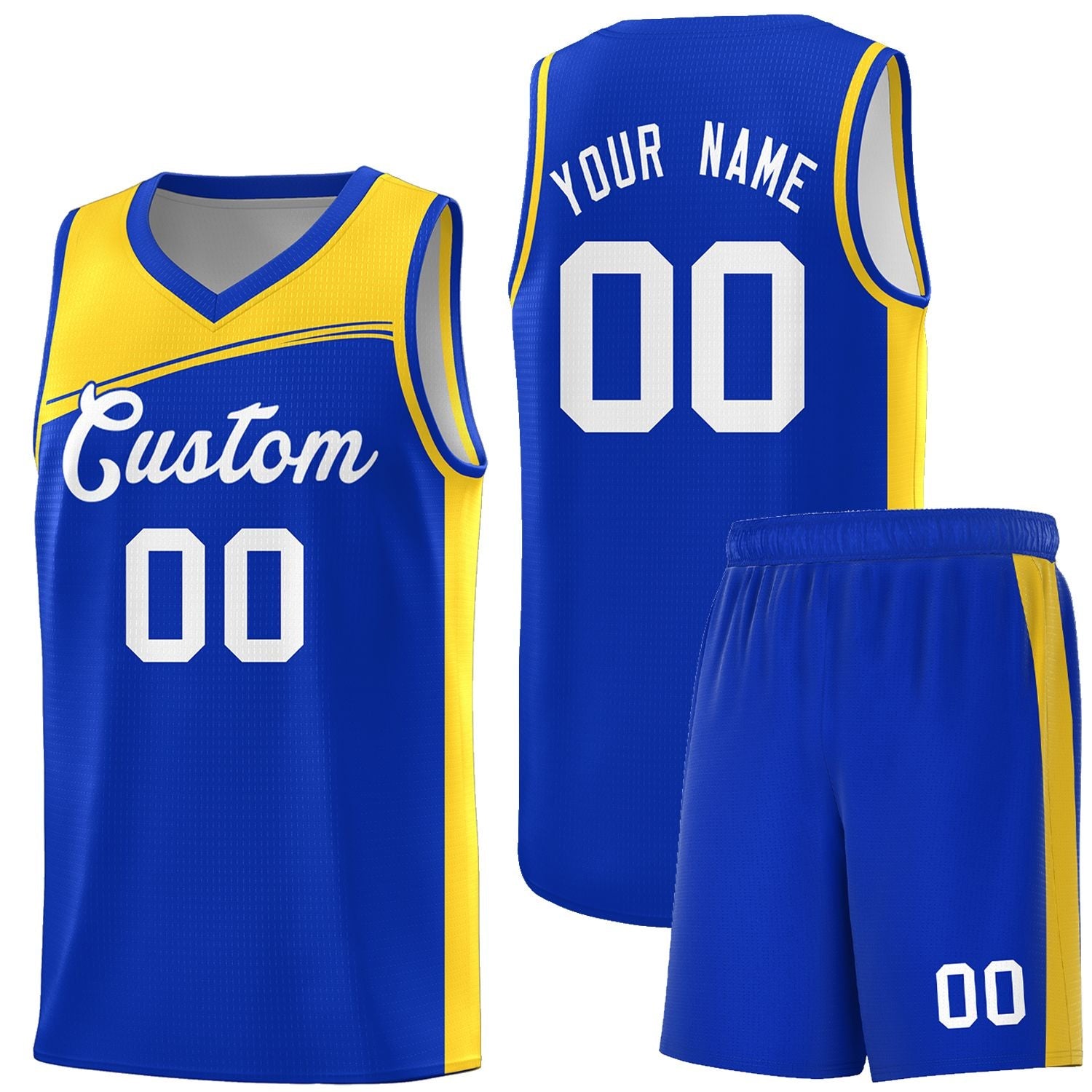 BN02Y-AW-231226-A006_F_e0826546-cd7f-4836-88df-24ed2ec42e76.jpg Custom Royal Gold-White Color Block Sports Uniform Basketball Jersey - Image 1