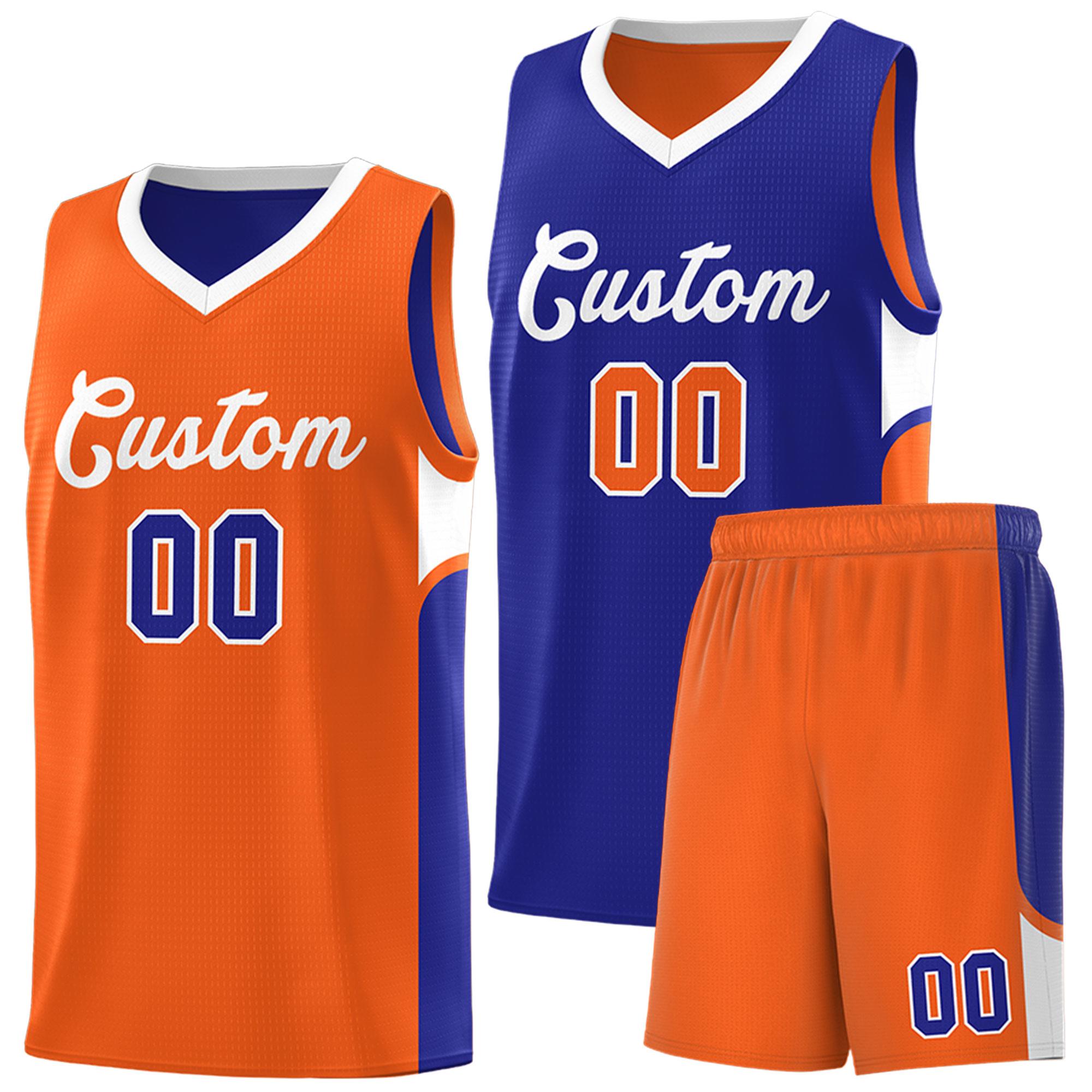 BT01R-UX-250311-A13_J3_401f5ddc-ef8f-44a7-88a2-c94a2750fb1b.jpg Custom Royal Orange Side U-shaped Patttern Double Side Sports Uniform Basketball Jersey - Image 1
