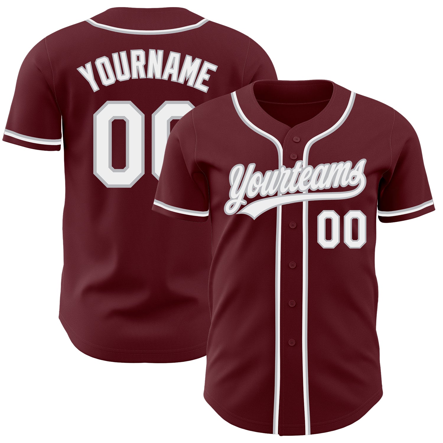 Burgundy0082_1500x.jpg Custom Burgundy White-Gray Authentic Baseball Jersey - Image 1