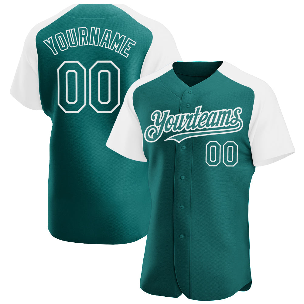 RaglanSleeves0492_1500x.jpg Custom Teal White Authentic Raglan Sleeves Baseball Jersey - Image 1