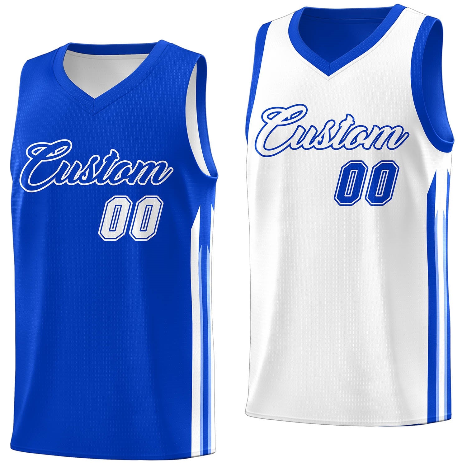 SCM1905004-10_F.jpg Custom Royal White Double Side Tops Men Training Basketball Jersey - Image 1