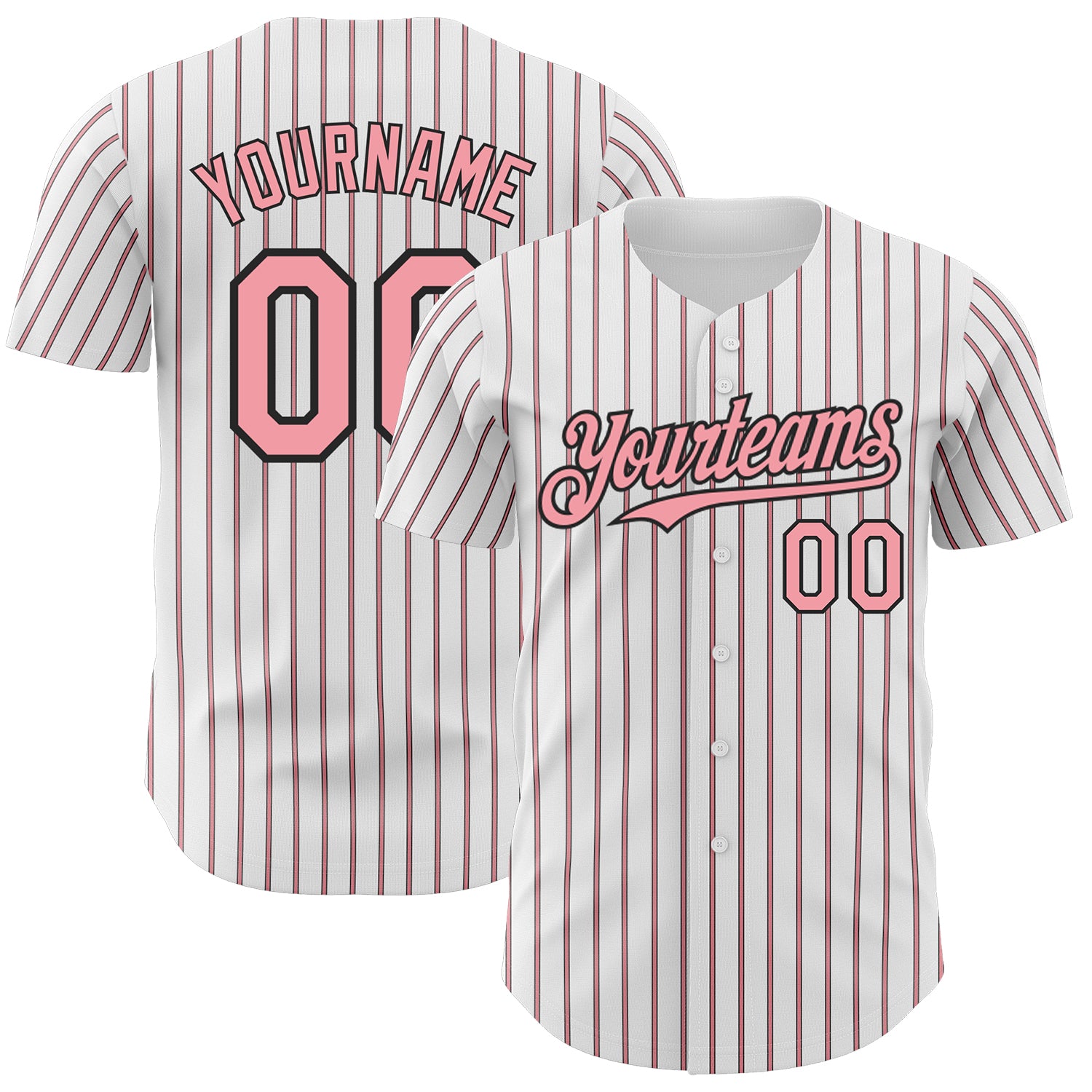 White1681_1500x.jpg Custom White (Black Medium Pink Pinstripe) Silver-Black Authentic Baseball Jersey - Image 1