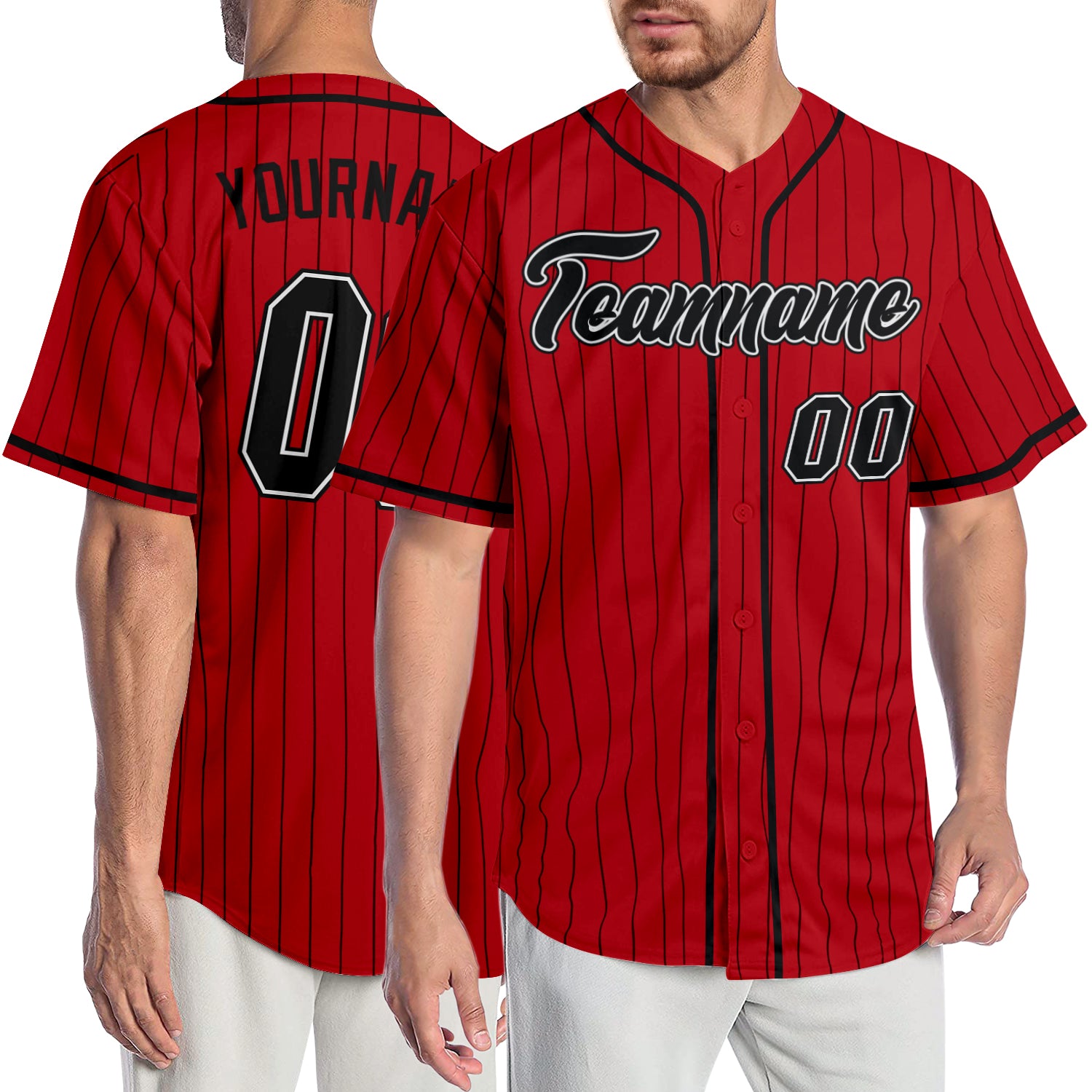red_0325_2e9dfc59-e7c5-44bd-aaea-ac754dc775f7_1500x.jpg Custom Red Black Pinstripe Black-White Authentic Baseball Jersey - Image 1