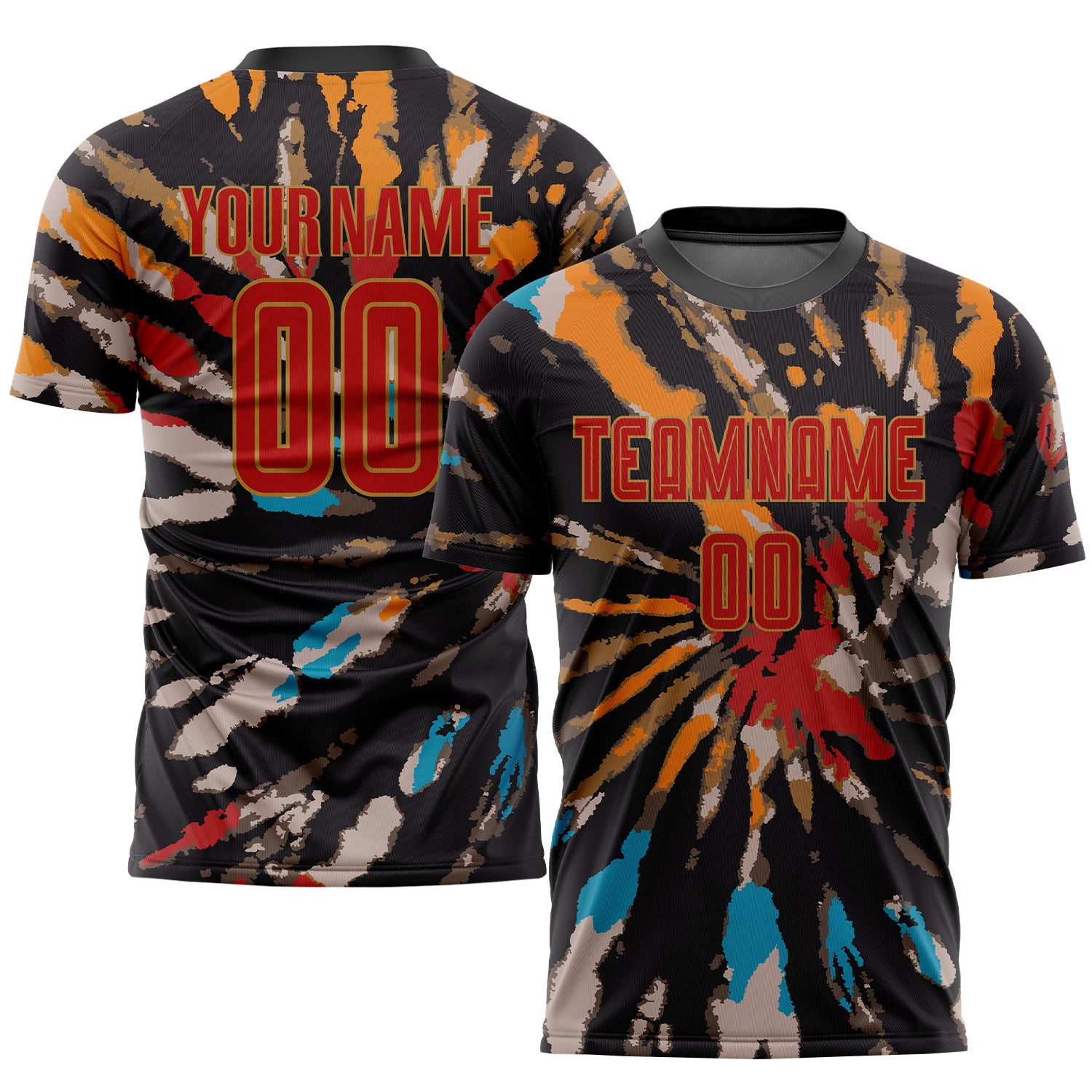 Soccer0284_1500x.jpg Custom Tie Dye Red-Old Gold Sublimation Soccer Uniform Jersey - Image 1