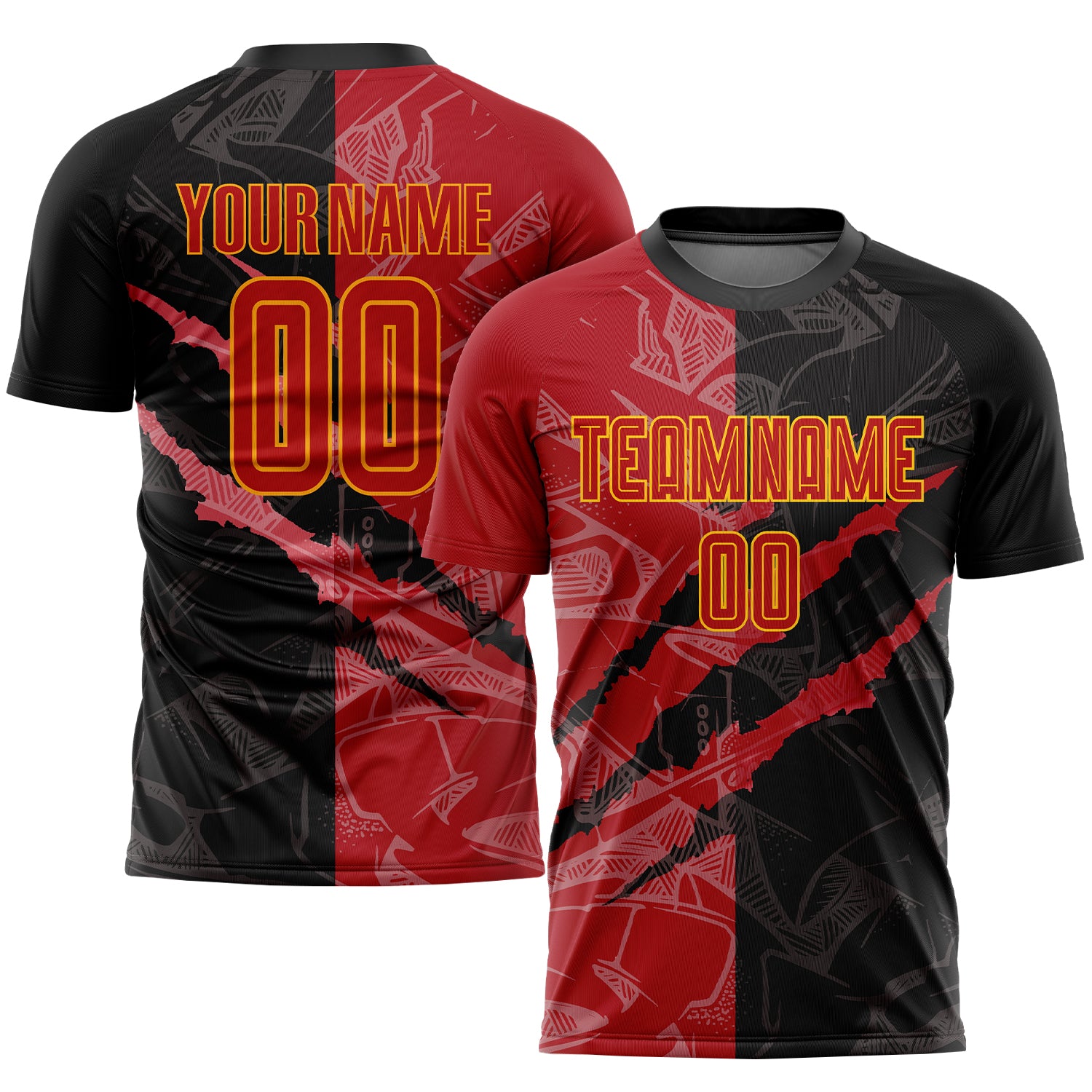 Soccer0297_1500x.jpg Custom Graffiti Pattern Red-Gold Sublimation Soccer Uniform Jersey - Image 1